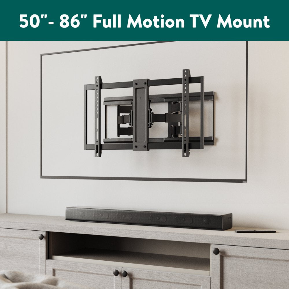 Onn. Ultra-Slim Full Motion TV Wall Mount for 50" to 86" Tvs, up to 20° Tilting