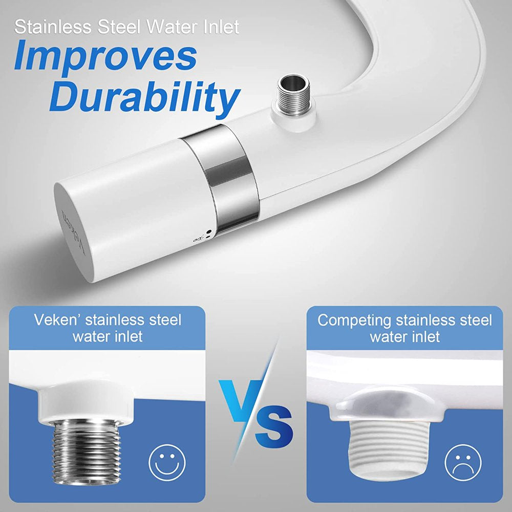 Veken Ultra-Slim Dual Nozzle Bidet Attachment for Toilet, Silver