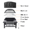 Fire Pits for Outside, 32" Wood Burning Fire Pit Tables with Screen Lid, Poker, BBQ Net, Ice Tray, Food Clip and Cover, Backyard Patio Garden Outdoor Fire Pit/Ice Pit/Bbq Fire Pit, Black