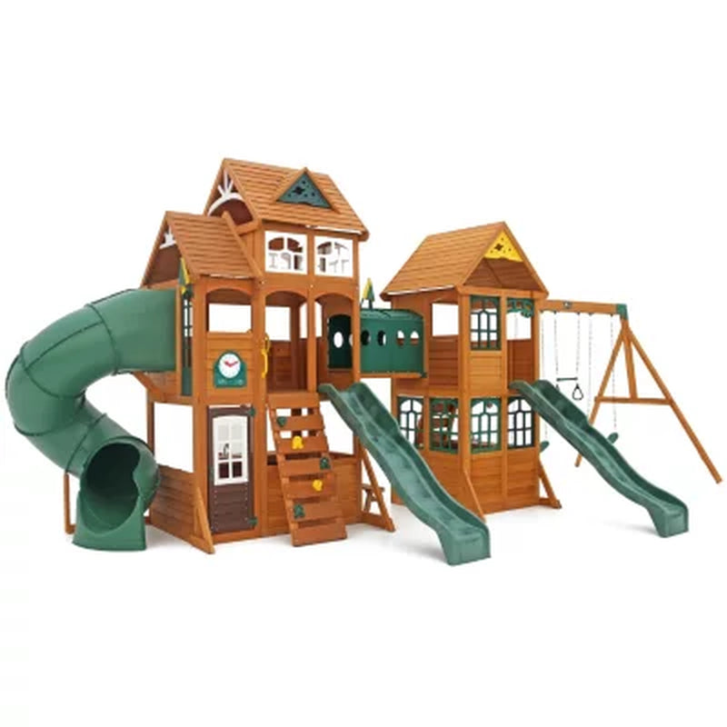 Kidkraft Paramount Wooden Swing Set with Two Clubhouses