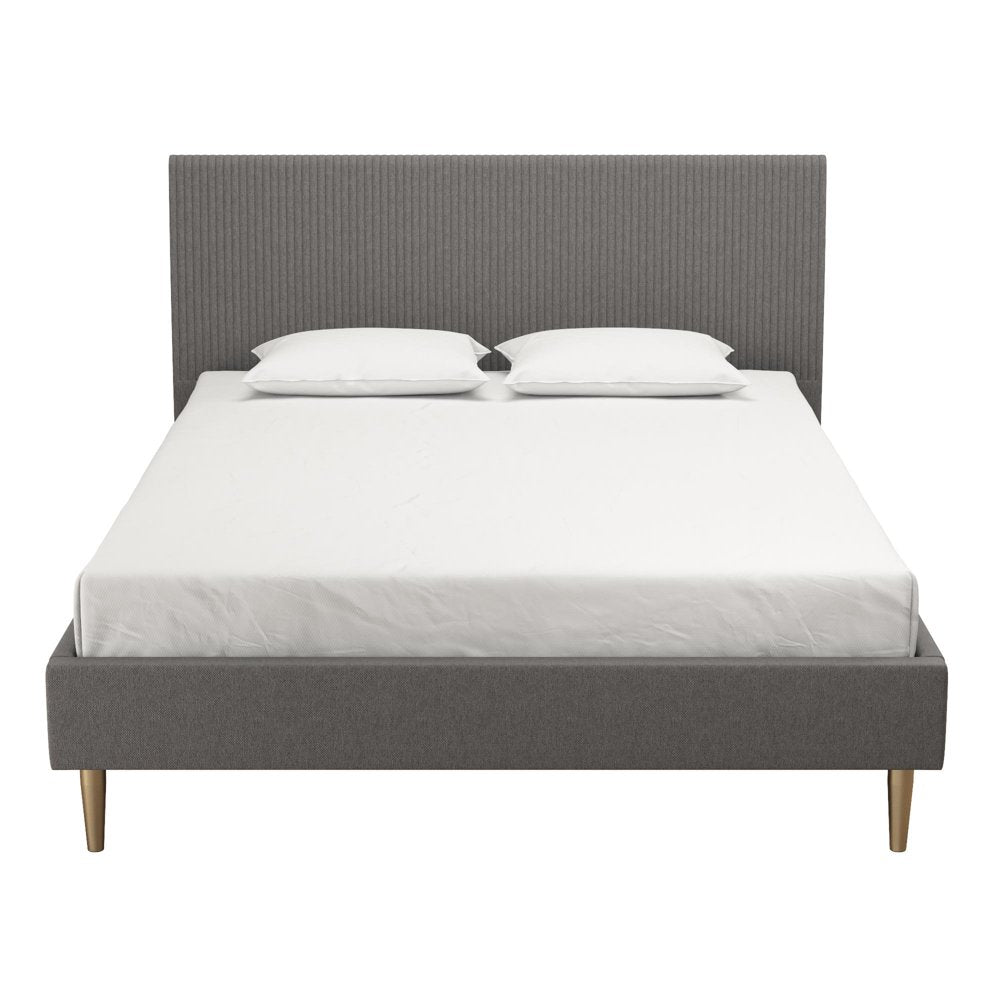 Mr. Kate Daphne Upholstered Bed with Headboard and Modern Platform Frame, Full, Dark Gray Linen