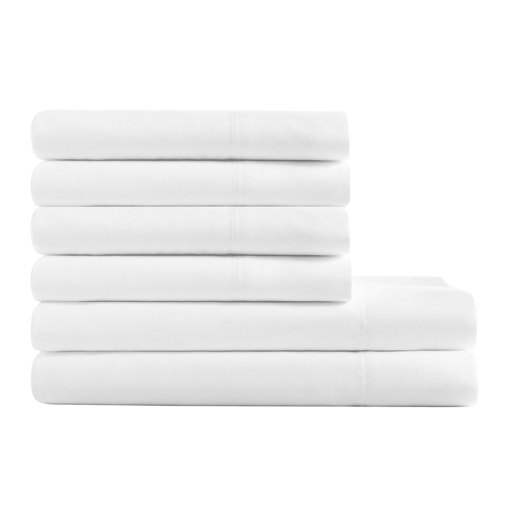 Hotel Style 6-Piece 1,000-Thread-Count Egyptian Cotton-Rich Luxury Bed Sheet Set, Queen, Arctic White