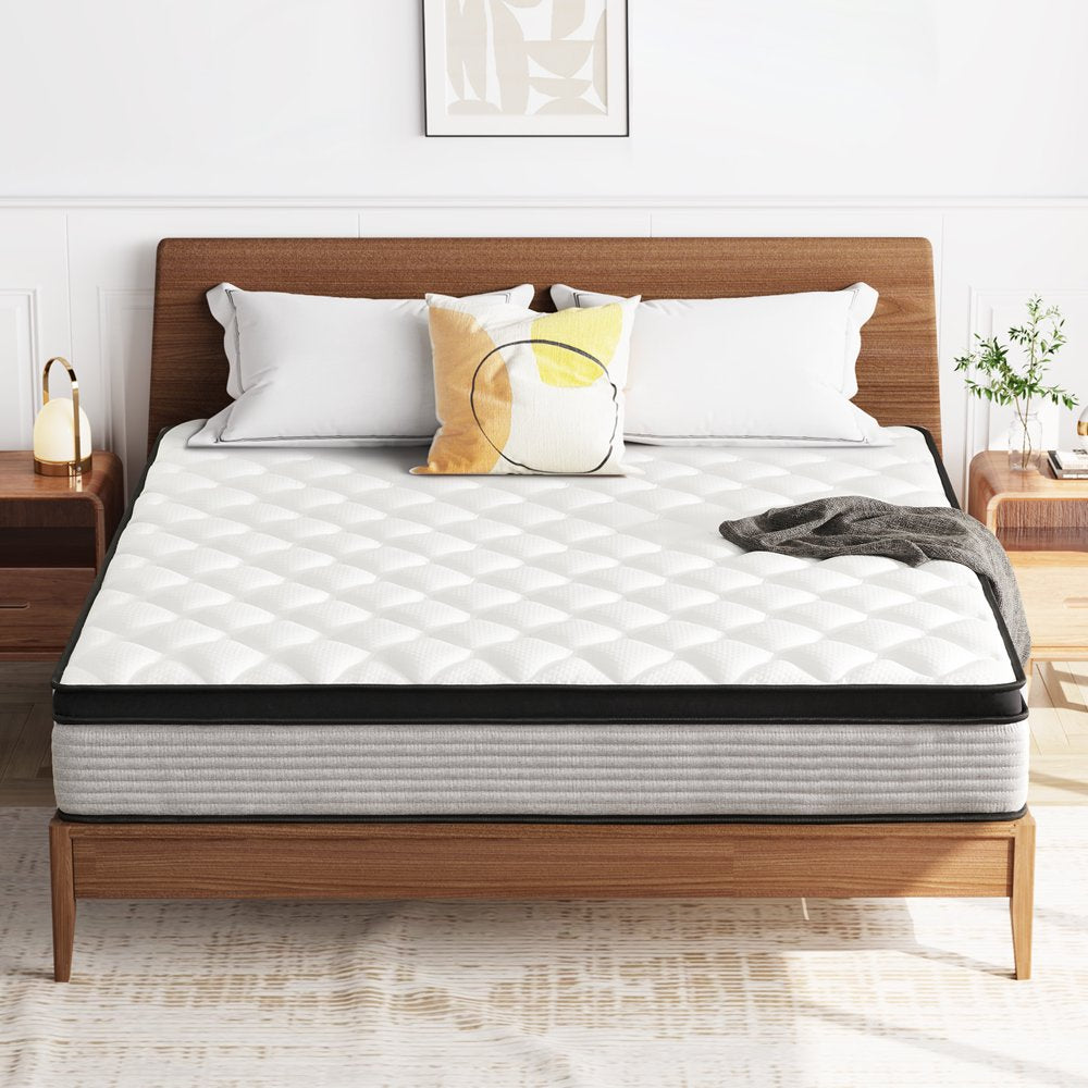 Queen Mattress，Madinog 12 Inch Queen Size Innerspring Mattress, Hybrid Mattress in a Box