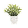 Mainstays 3" Artificial Faux Tea Leaf Plant in White Ceramic Shy Girl Pot