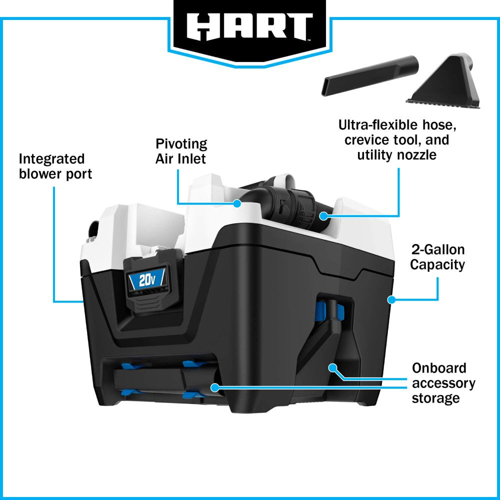 HART 20-Volt Cordless 2-Gallon Wet/Dry Vac (Battery Not Included)