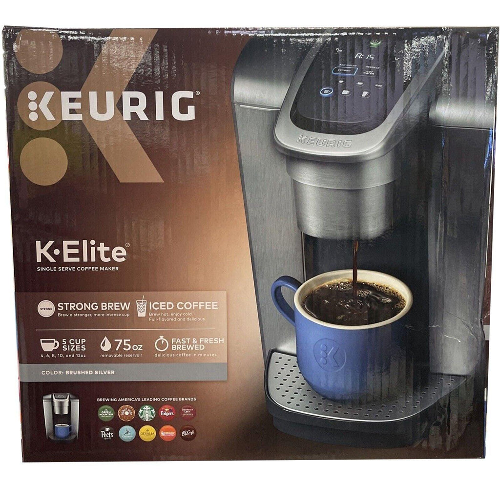 Keurig K-ELITE Single Serve K-Cup Pod Coffee Machine - Brushed Silver