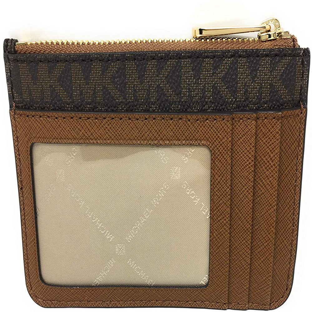 Michael Kors Jet Set Travel Coin Key Chain Card Holder Wallet Signature Brown