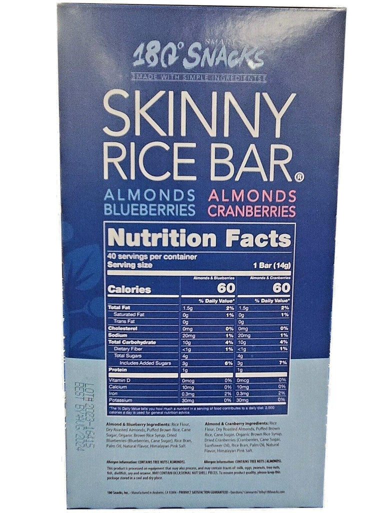 180 Snacks Skinny Rice Bar Variety 40 CT