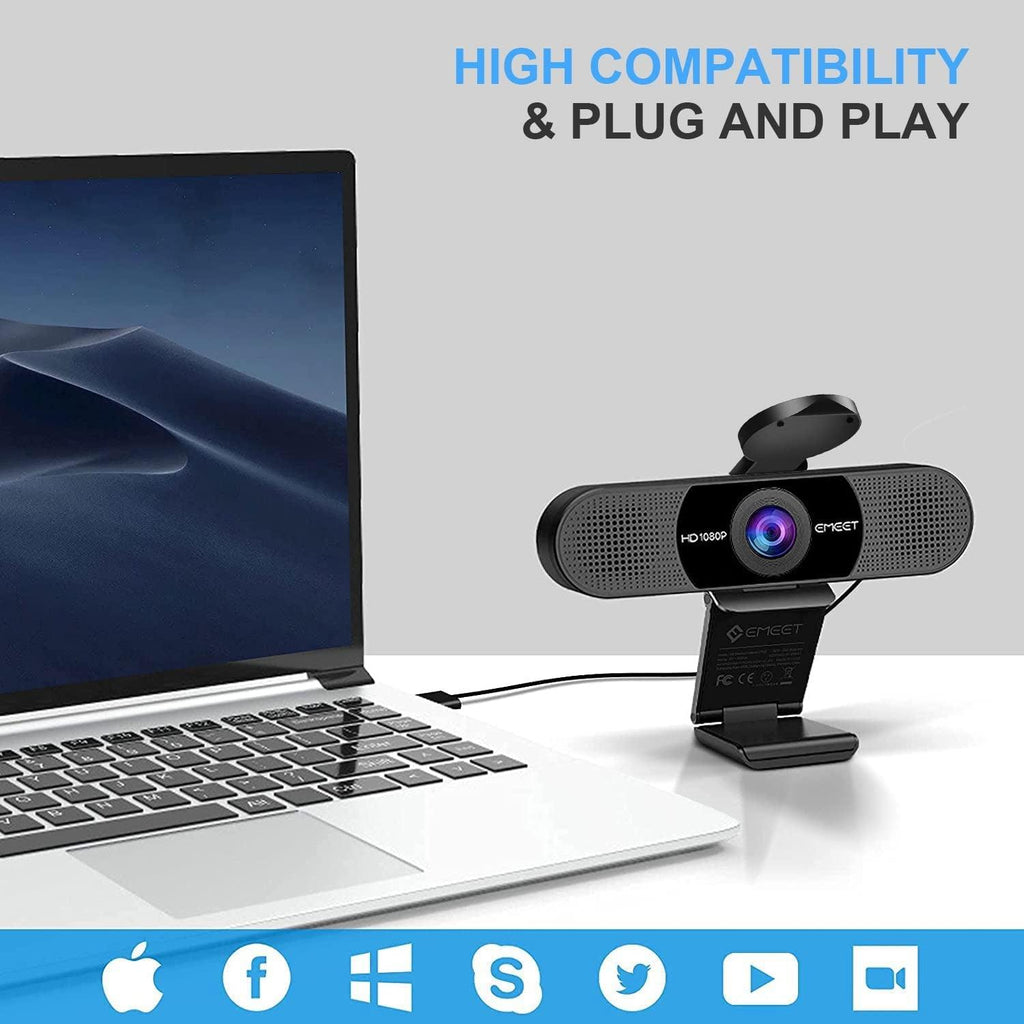 EMEET 4K Webcam S600, 1080P 60FPS Webcam with 2 Noise Reduction Mics, TOF Autofocus, Built-In Privacy Cover, 65°- 88° Adjustable FOV, Streaming Camera for Gaming, Video Calling/Zoom/Skype/Teams