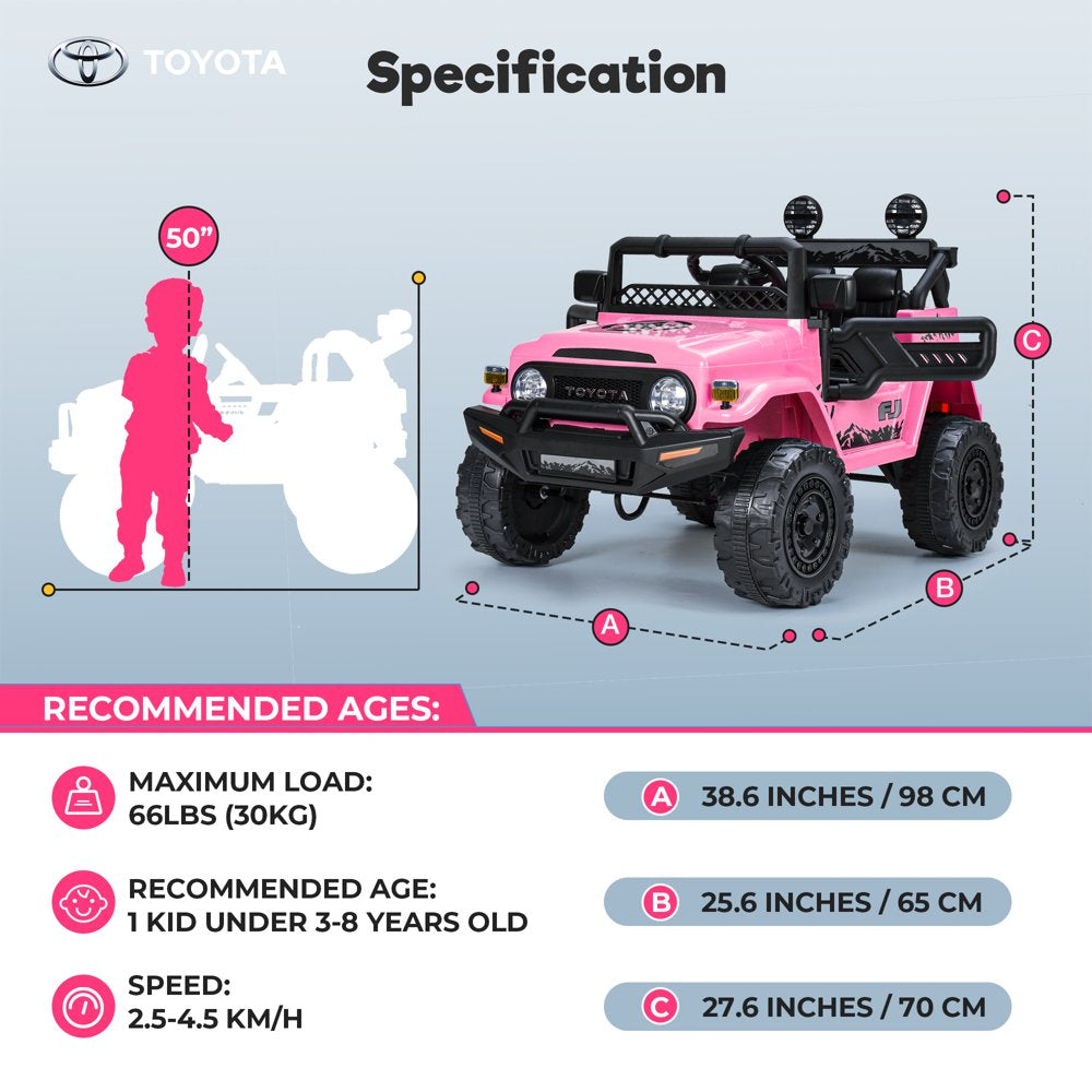 Licensed Toyota FJ Cruiser 12V 7AH Kids Electric Ride on Truck Battery Powered Car Toys 3 Speeds with Parent Remote Control,Spring Suspension & Slow Start