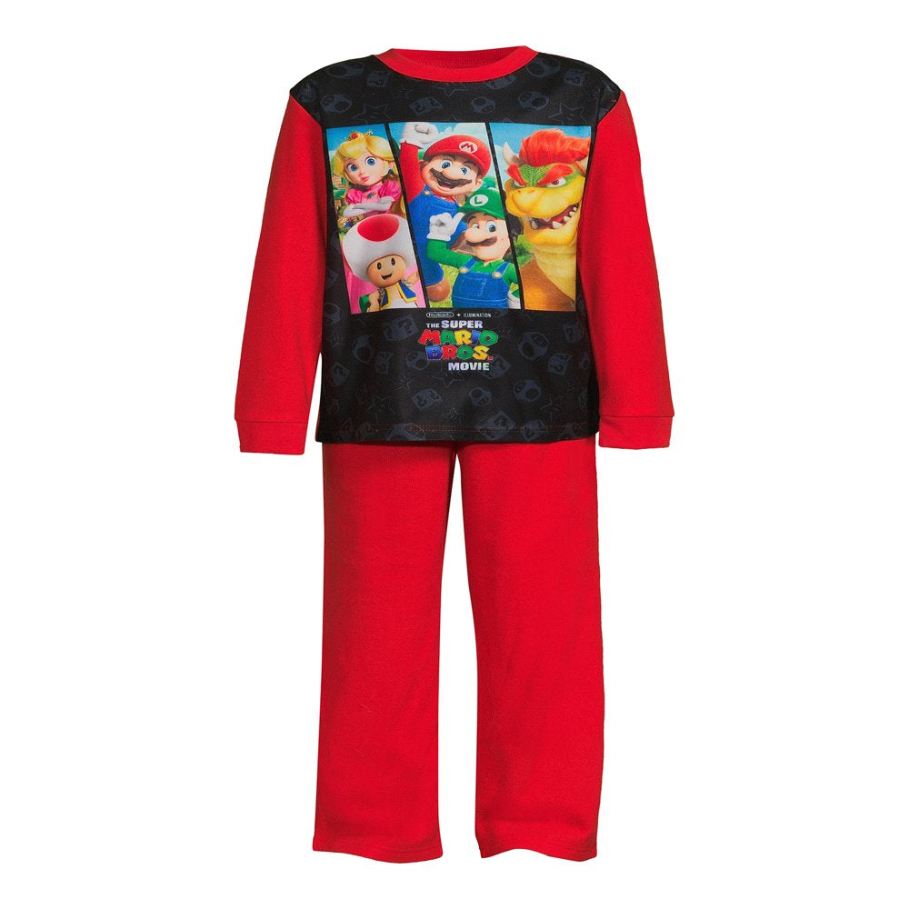 Mario Boys Long Sleeve Top and Pants, 2-Piece Sleep Set, Sizes 4-12