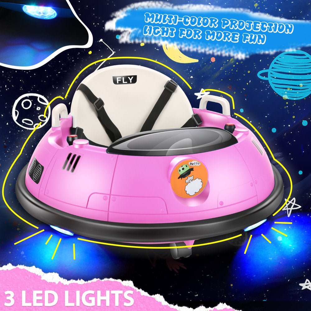 Funcid 12V Kids Bumper Car for Toddler, Electric Baby Bumper Car Ride on Toys W/Remote Control, Flashing LED Light, 360 Spin, 5-Point Seat Belt, Gift for Little Boys & Girls Age 1.5- 5 Years, Pink