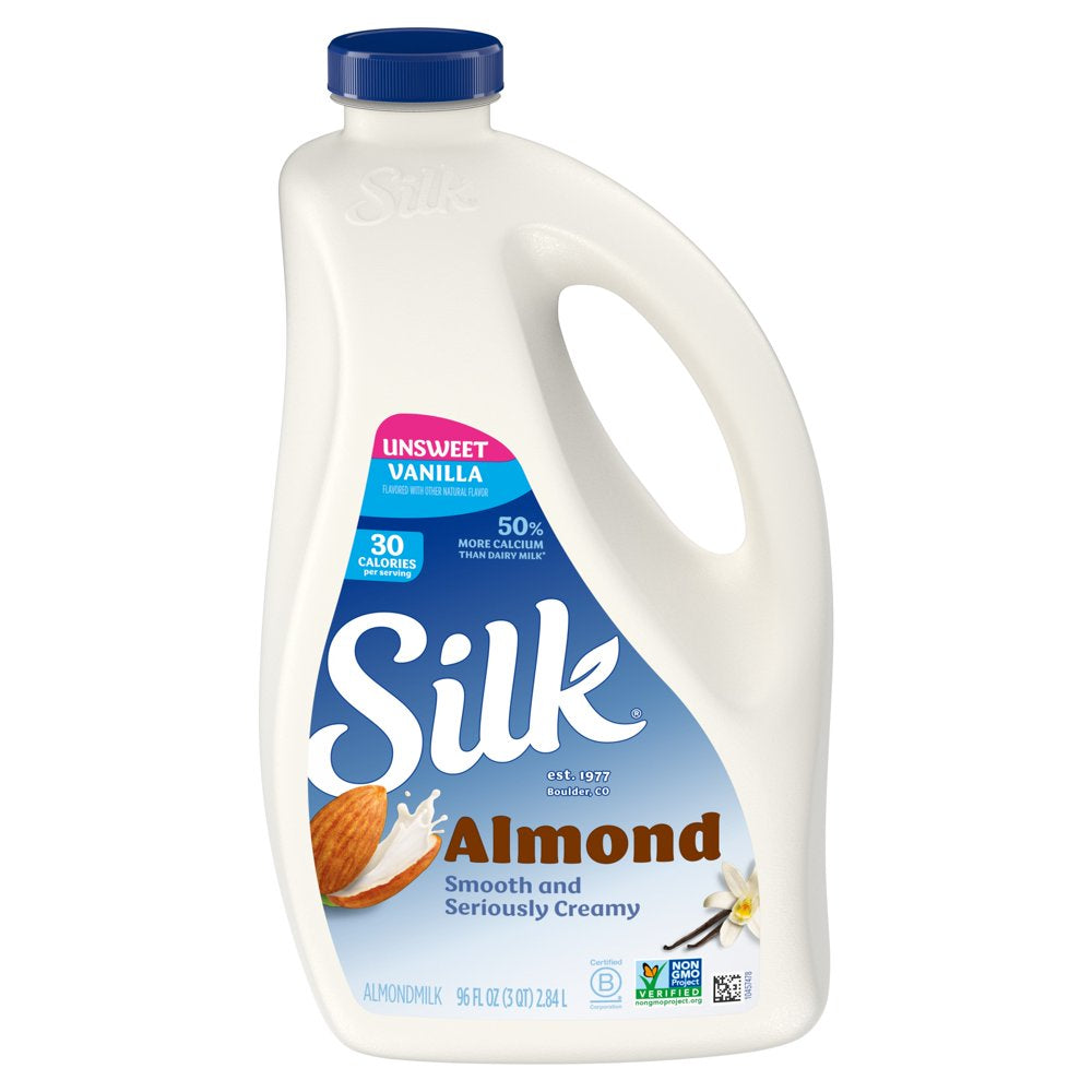 Silk Dairy Free, Gluten Free, Unsweet Vanilla Almond Milk, 96 Fl Oz Bottle