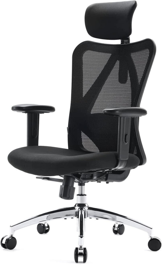 SIHOO M18 Black Ergonomic Office Chair for Big & Tall People Adjustable Headrest