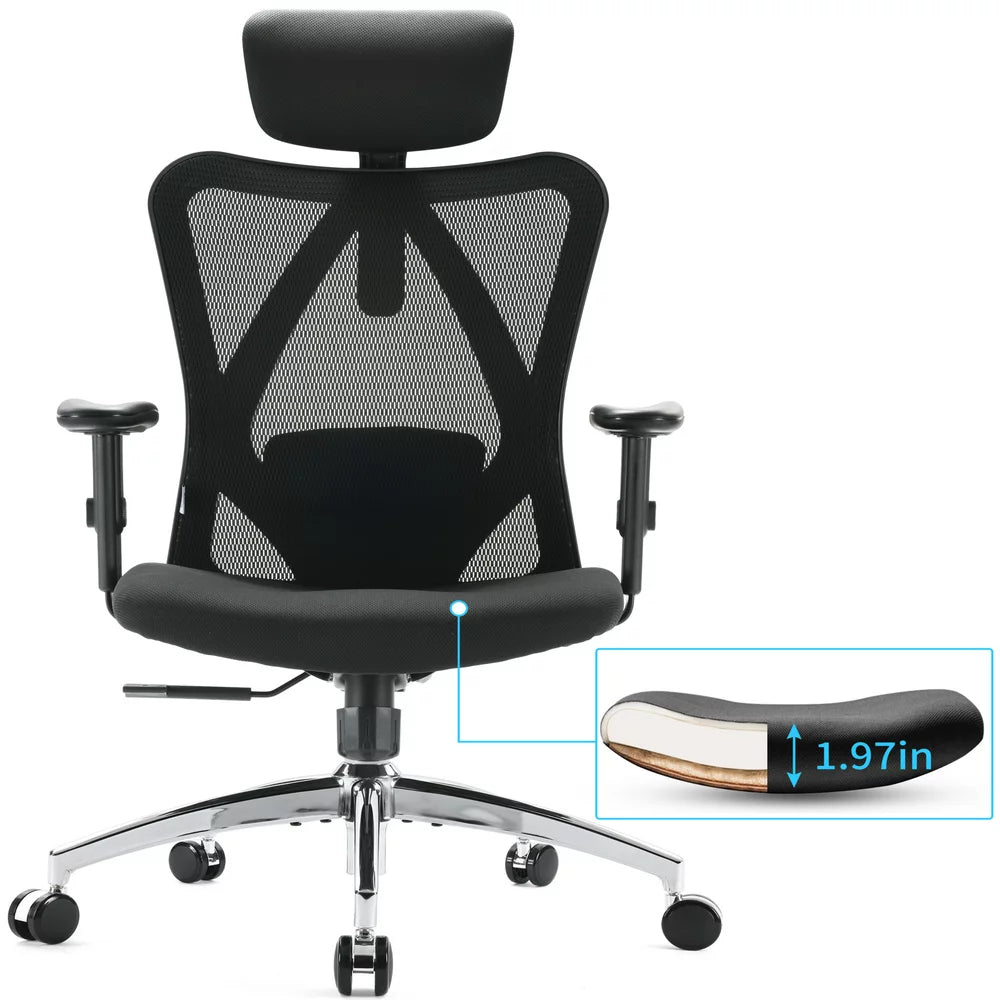 SIHOO Ergonomic Office Chair, Mesh Computer Desk Chair with Adjustable Lumbar Support, High Back Chair for Big and Tall, Black