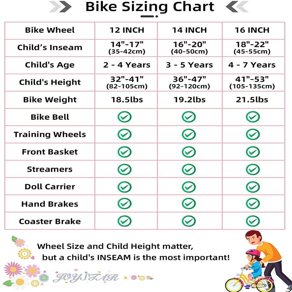 JOYSTAR Little Daisy 12 Inch Kids Bike for 2 3 4 Years Girls with Training Wheels Princess Kids Bicycle with Basket Bike Streamers Toddler Cycle Bikes Pink