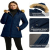 Wantdo Women'S plus Size Puffer Coats Quilted Puffer Jackets Waterproof Snow Coats Navy XL