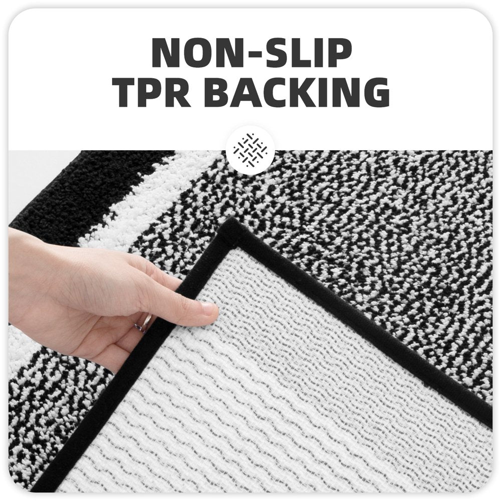 Color G Bathroom Rug, Soft Absorbent Bathroom Mat and Bath Mat, Premium Microfiber Shag Bath Rug Machine Washable (15.7"X24",Black and White)