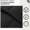 Sharper Image 3-Piece Black down Alternative Comforter Set, Queen