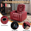 Bonzy Home Power Recliner Chair with USB Ports and Cup Holders - Overstuffed Electric Home Theater Seating PU Leather Reclining Furniture with Hidden Arm Storage (Red)