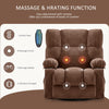 JONPONY Massage Rocker Recliner Chair with Vibration Massage and Heat Ergonomic Lounge Chair for Living Room with Rocking Function and Side Pocket, 2 Cup Holders, USB Charge Port,Brown