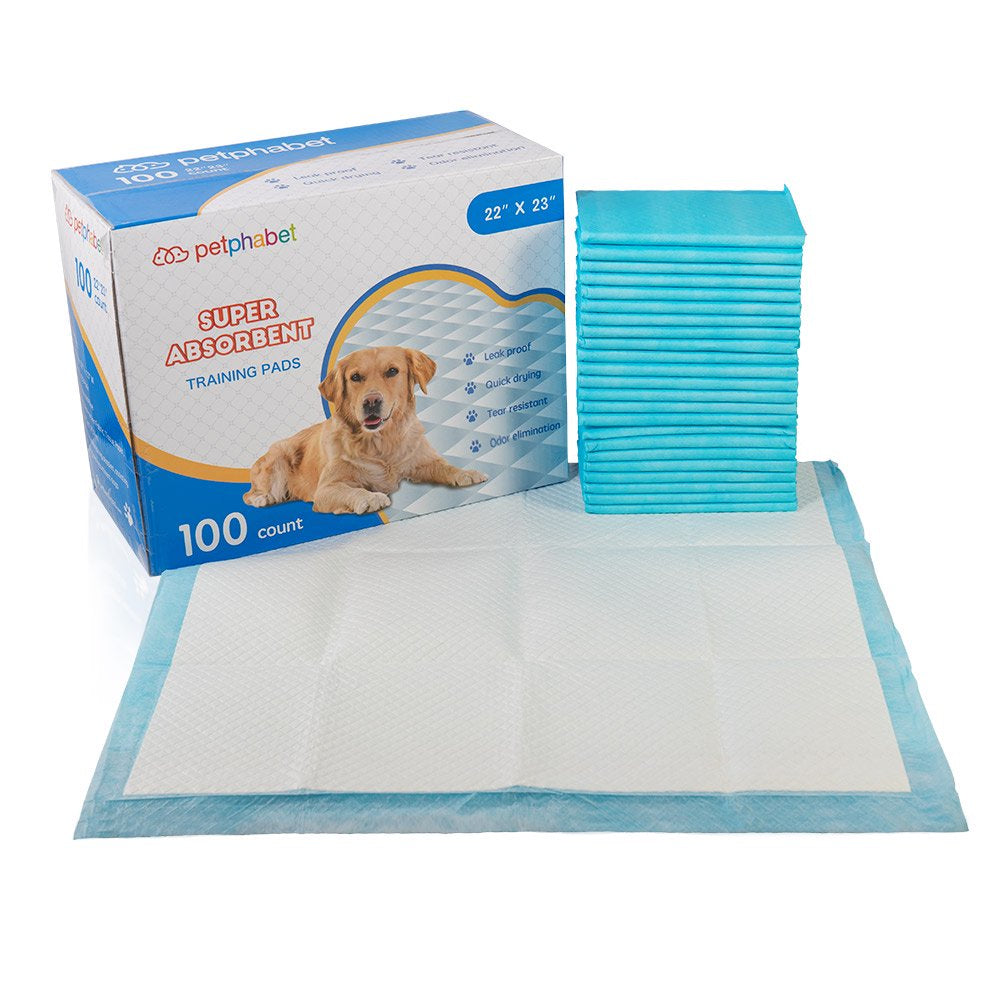 Petfamily Dog Training Pads Super-Absorbent 22 in X 23 In, 100 Count, for Medium to Large Size Dog