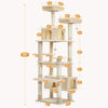 PAWZ Road 73" Cat Tree for Large Cats Multi Level Tall Cat Tower Condo with 7 Scratching Posts,Beige