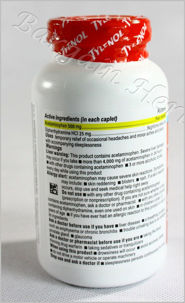 Tylenol PM Extra Strength Acetaminophen 225 Caplets Free Shipping Exp. 12/2024