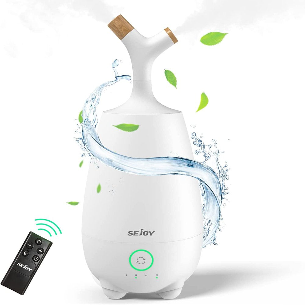 Sejoy Ultrasonic Humidifier for Home, Baby, 5L Large Capacity, Cool Mist, Remote Control, Auto Shut-Off, White