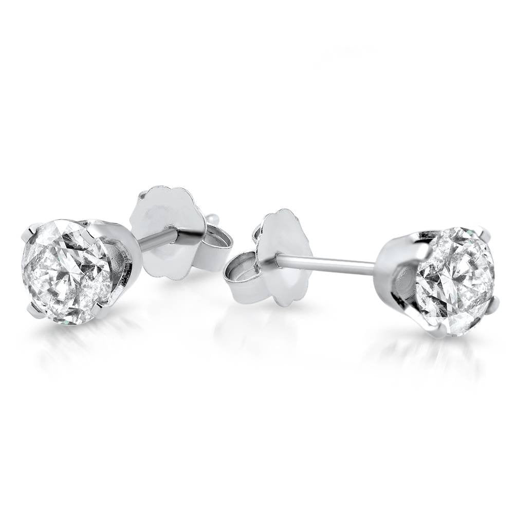 Pompeii3 1/3 Ctw 14K White Gold Diamond Stud Earrings