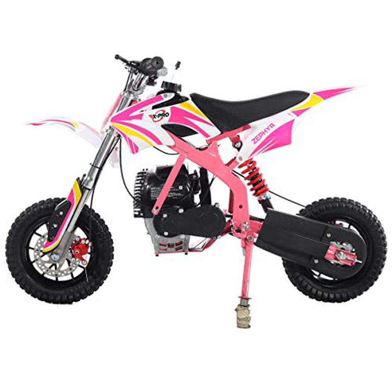 X-Pro Brand New Zephyr 4 Stroke 40Cc Gas Pit Dirt Bike, Mini Bike for Kids, Pull Start 10" Wheels