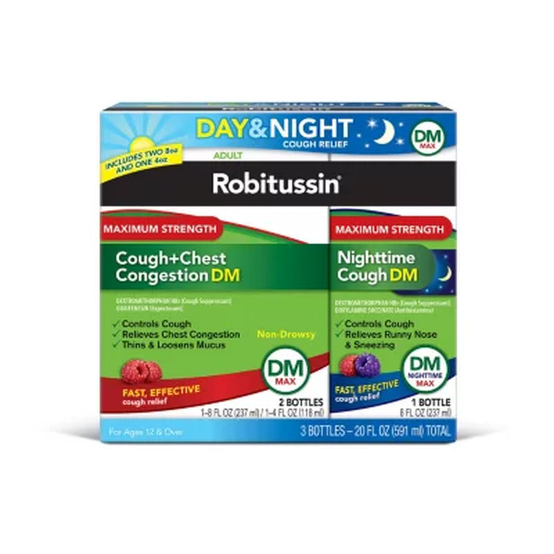 Robitussin DM Max Cough and Chest Congestion Value Pack, Maximum Strength Day and Nighttime