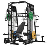 Mikolo Smith Machine Home Gym, 2200 Lbs Power Rack Cage with Cable Crossover, Smith Cage with 800LB Capacity Adjustable Weight Bench and 230 Lbs Weight Plate, Total Body Strength Training Cage