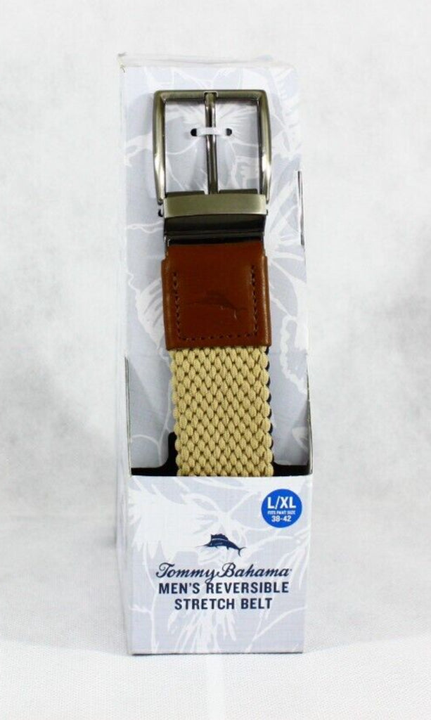 Tommy Bahama Men'S Reversible Stretch Belt Navy/Khaki Size: L/XL Free Shipping