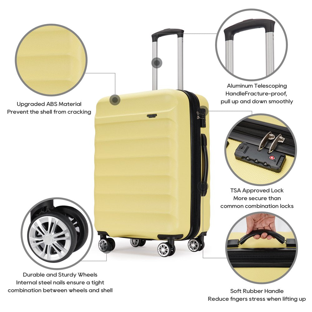 Ginza Travel 2 Piece Luggage Sets Hard Shell Suitcase Set with Double Spinner Wheels