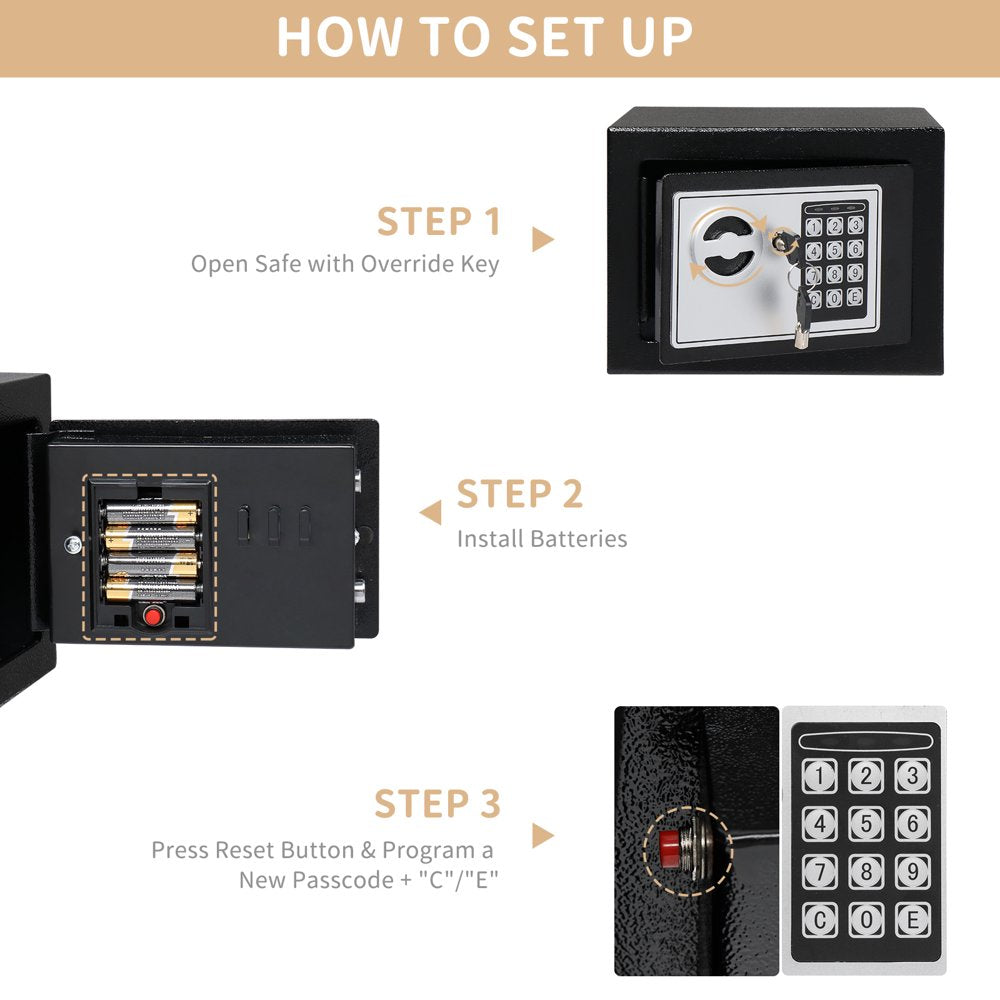 Zimtown 0.17 Cubic Feet Safes, Electronic Digital Safe Box Security Box, Keypad and Key Lock