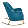 Modrn Glam Velvet Rocking Chair with Lumbar Pillow, Teal/Satin Brass