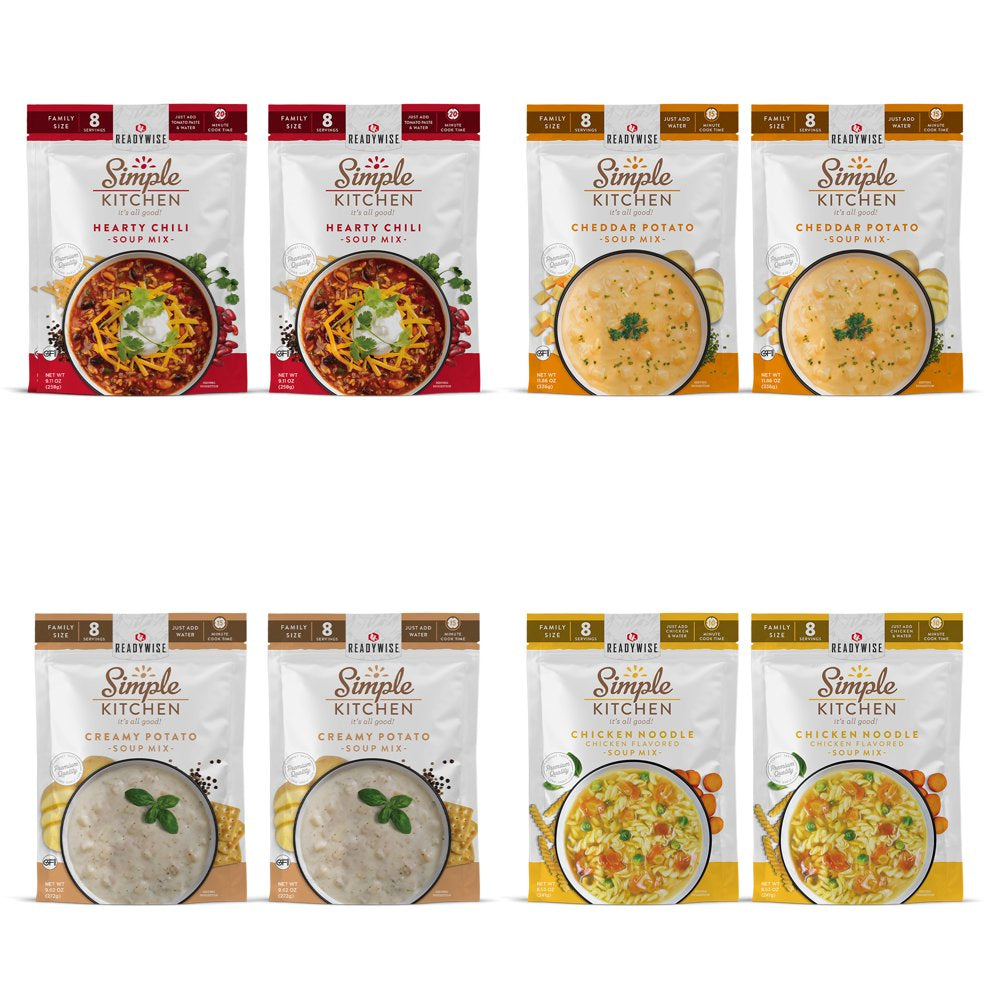 Simple Kitchen Soup Favorites Variety Pack (8 Count, 8-Servings per Pouch) 64 Total Servings