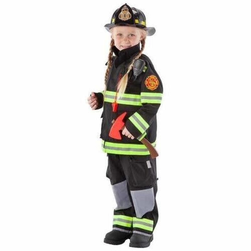 Black Child Firefighter Costume Size 3 -4 with Hat and Accessories Teetot & Co