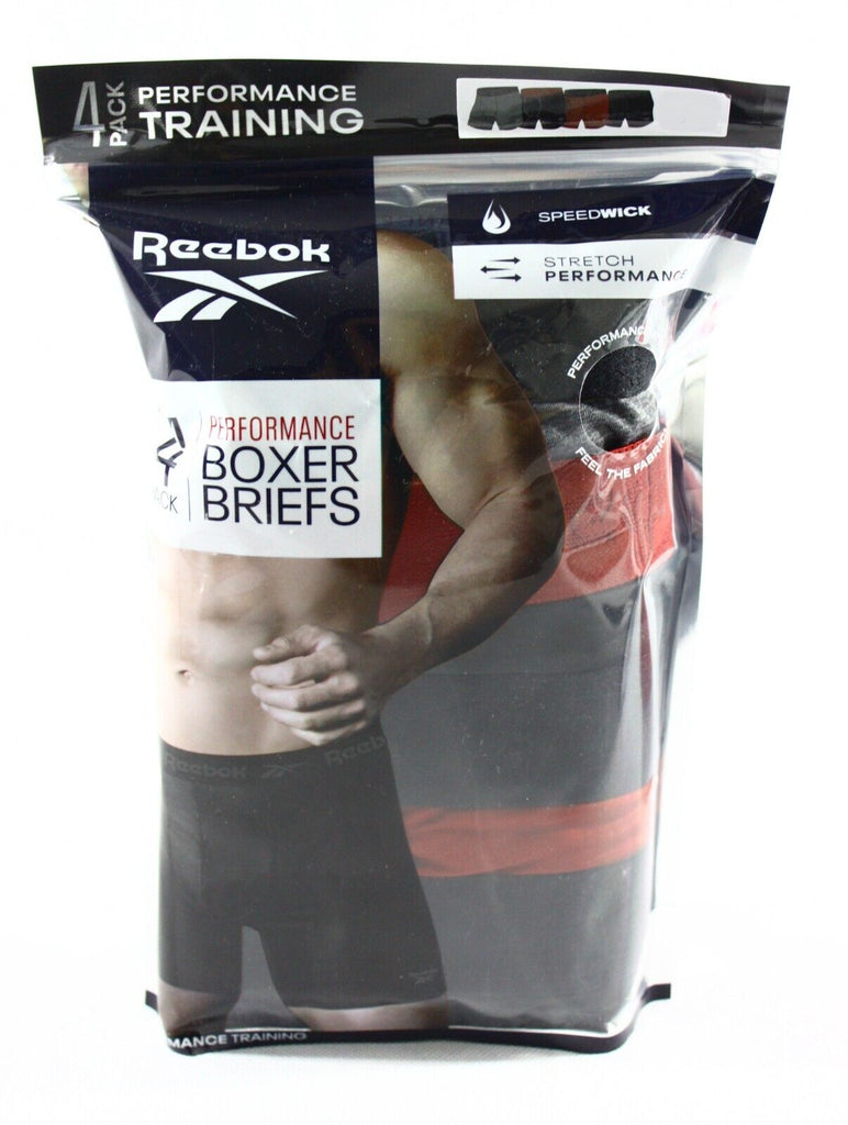 New! 4 Pack Reebok Men'S Stretch Performance Boxer Briefs Free Shipping S-2XL