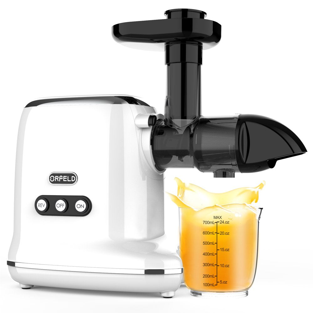 ORFELD Masticating Juicer for Vegetable and Fruit 150W Cold Press Juicer Machines, White