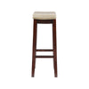 Linon Claridge 32" Backless Indoor Bar Stool, Dark Brown with Beige Faux Leather, Includes 1 Stool