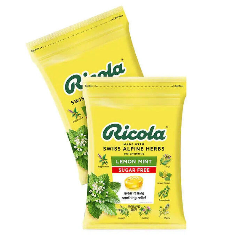 Ricola Sugar Free Lemon Mint Cough 210 Drops, Relief from Throat Irritations