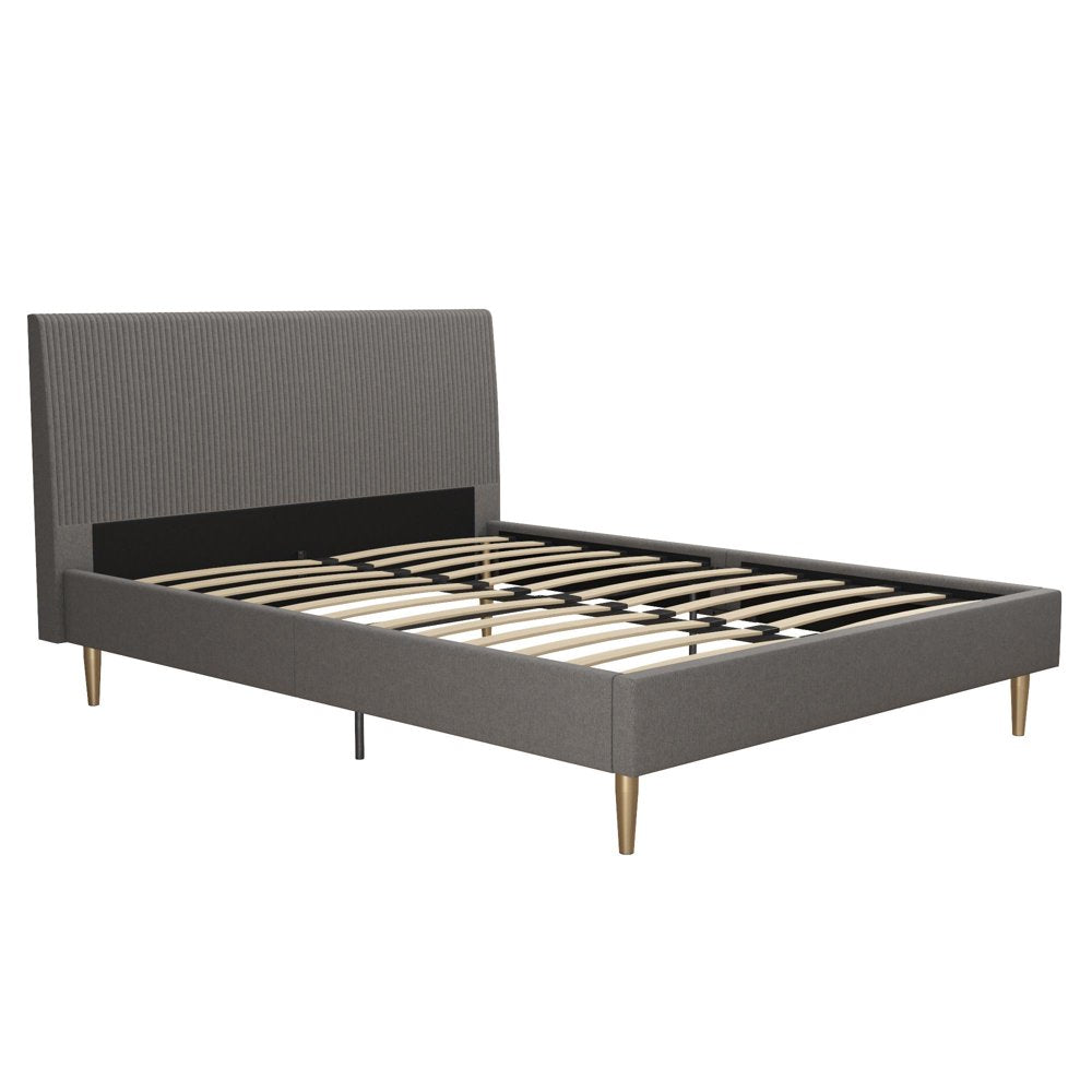 Mr. Kate Daphne Upholstered Bed with Headboard and Modern Platform Frame, Full, Dark Gray Linen