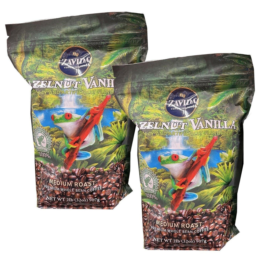 2 Pack Zavida Hazelnut Vanilla Whole Bean (32 OZ)