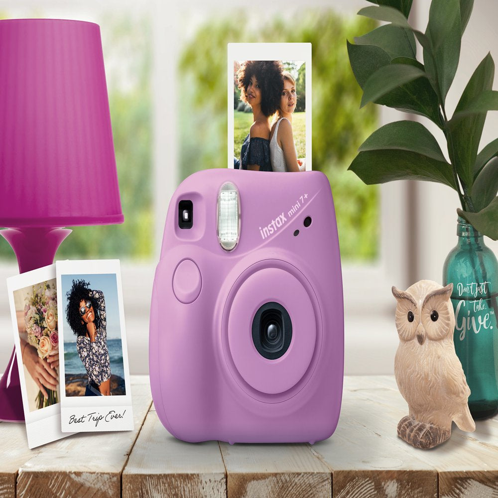 Fujifilm INSTAX Mini 7+ Bundle (10-Pack Film, Album, Camera Case, Stickers), Lavender, Brand New Condition