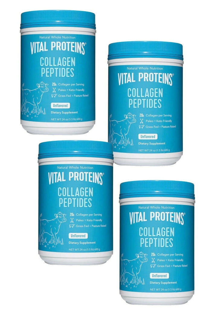 🔥 X4 Jars Vital Proteins Collagen Peptides Unflavored 24 Oz (680 G) 🔥 20+4=24