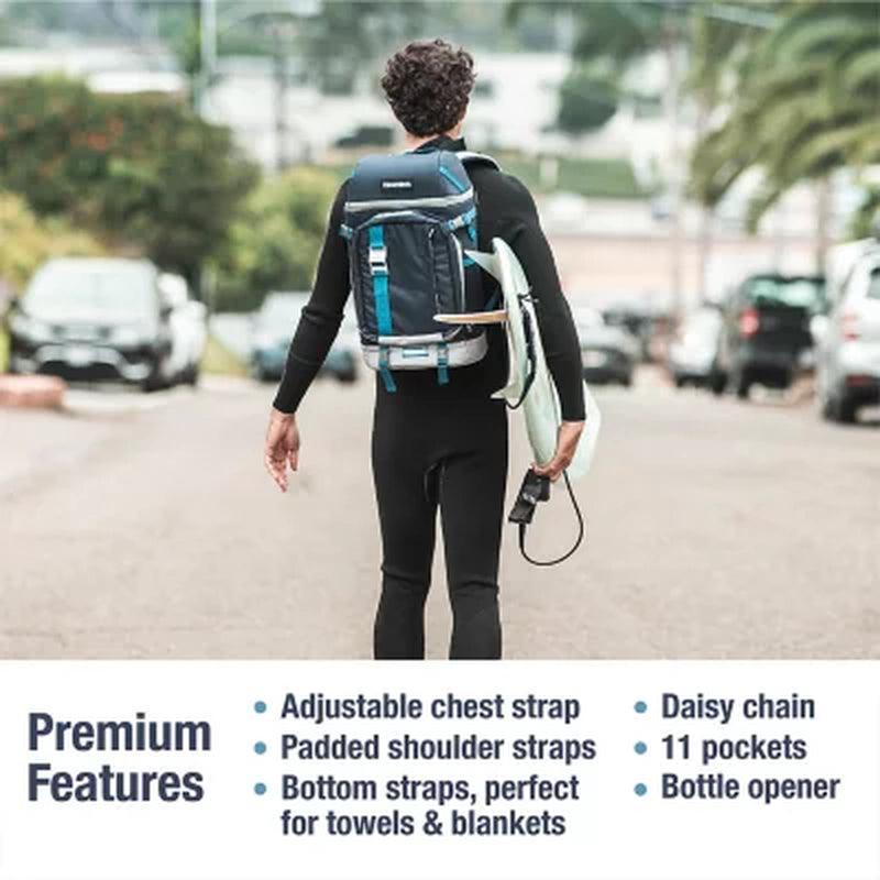 Clevermade Cardiff 24-Can Backpack Cooler, Navy/Neptune Blue