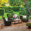 Better Homes & Gardens Ravenbrooke 4-Piece Outdoor Wicker Swivel Chair Conversation Set, Green