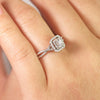 Elegant 1 Carat - Square Cut Diamond - Twisted Band - Pave - Double Halo Engagement Ring - 10K White Gold